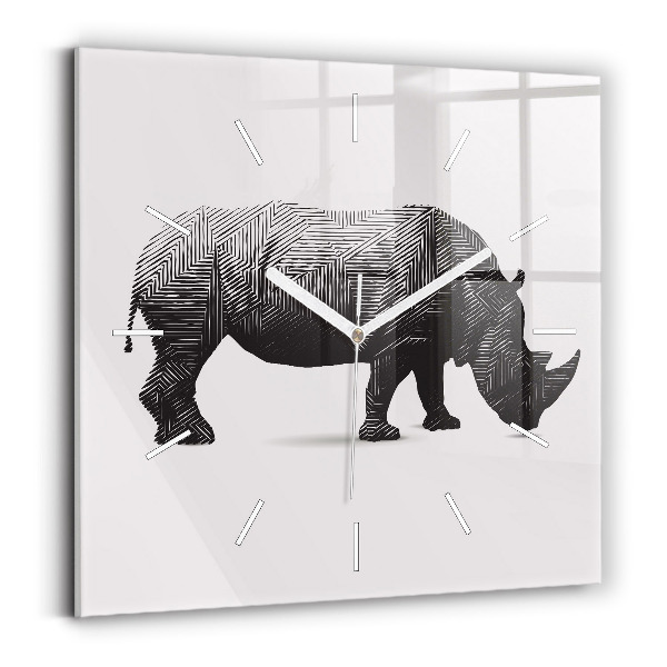 Square wall clock Rhinoceros line art