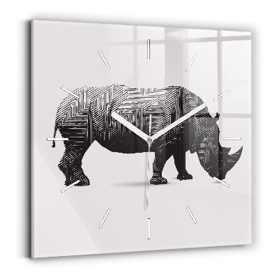 Square wall clock Rhinoceros line art