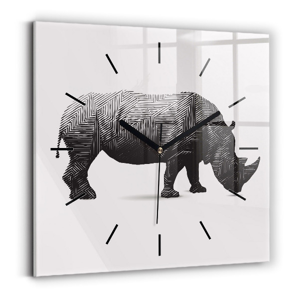 Square wall clock Rhinoceros line art