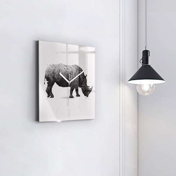 Square wall clock Rhinoceros line art