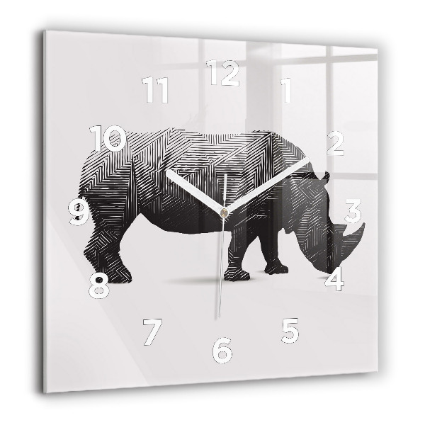 Square wall clock Rhinoceros line art
