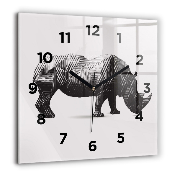 Square wall clock Rhinoceros line art