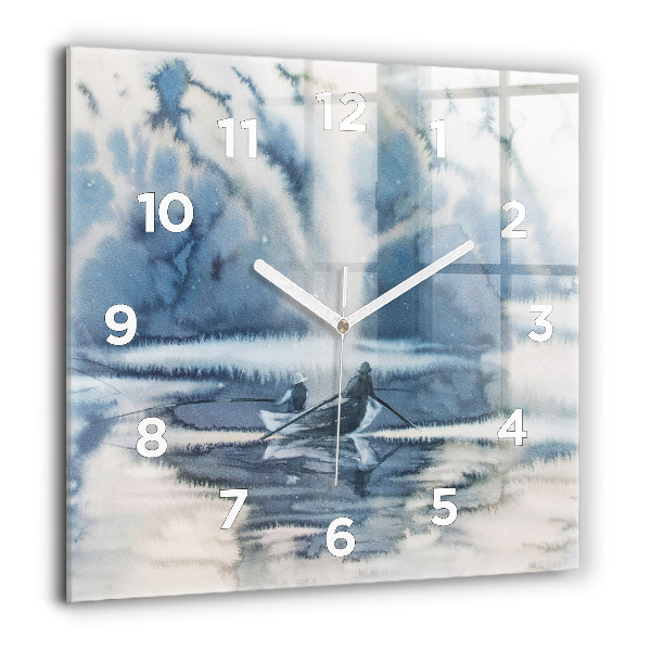 Square wall clock Fisherman on the lake