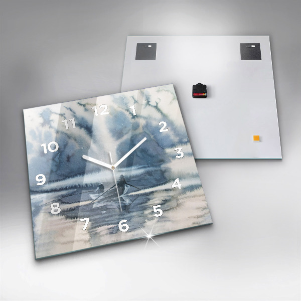 Square wall clock Fisherman on the lake