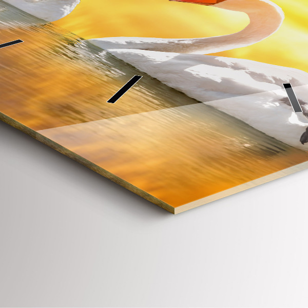 Square wall clock Swans in Love