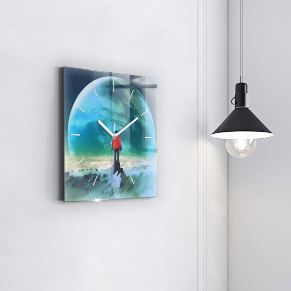 Square wall clock Man in the moon