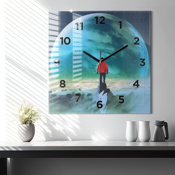 Square wall clock Man in the moon