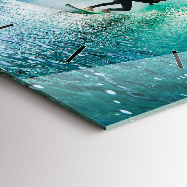 Square wall clock Surfing in Hawaii