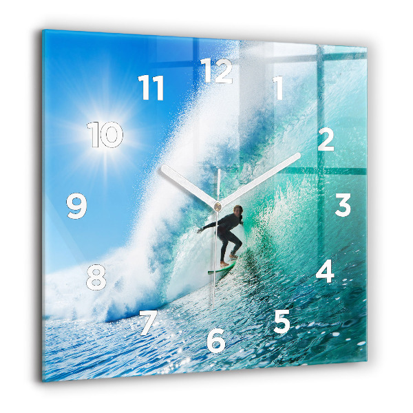 Square wall clock Surfing in Hawaii
