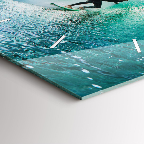 Square wall clock Surfing in Hawaii