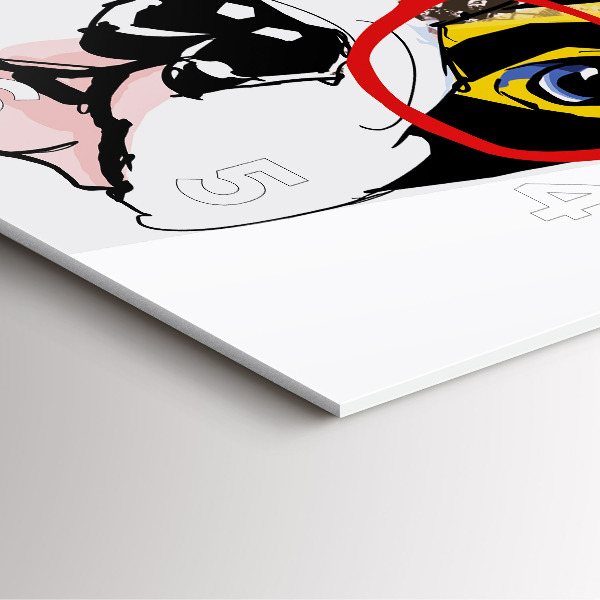 Square wall clock French bulldog with glasses