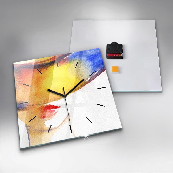 Square wall clock Woman in a hat
