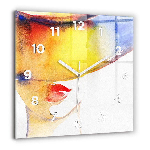 Square wall clock Woman in a hat