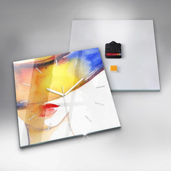 Square wall clock Woman in a hat