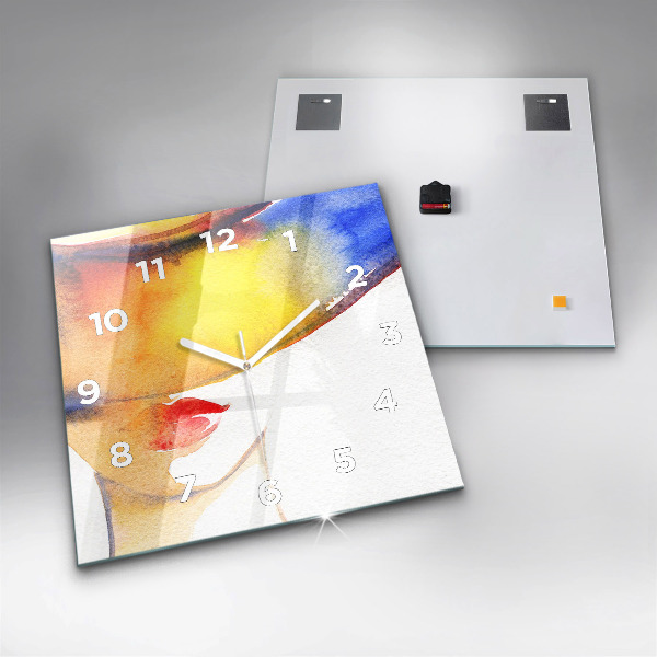 Square wall clock Woman in a hat