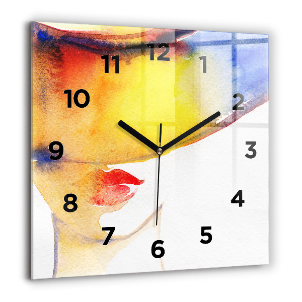 Square wall clock Woman in a hat
