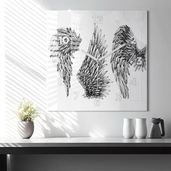 Square wall clock Angel wings