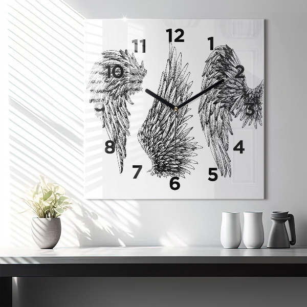 Square wall clock Angel wings