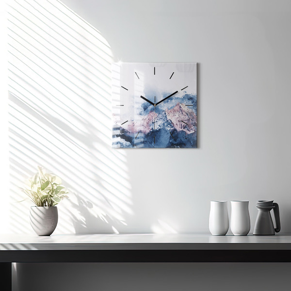 Square wall clock Abstract mountain ranges