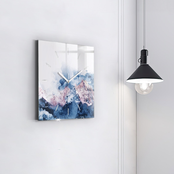 Square wall clock Abstract mountain ranges