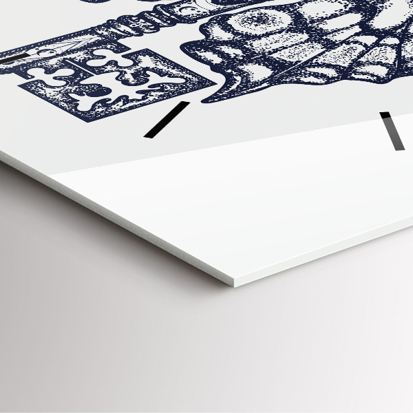 Square wall clock Butterfly and key - boho style