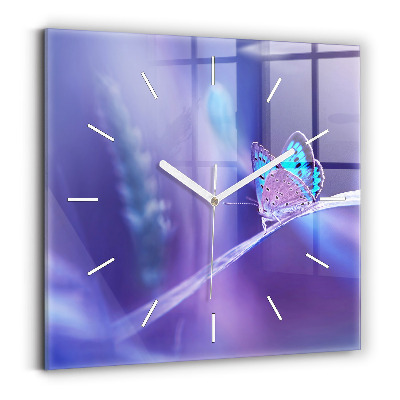 Square wall clock Butterfly on the grass