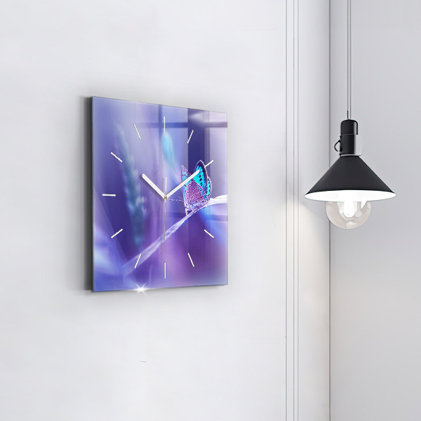 Square wall clock Butterfly on the grass