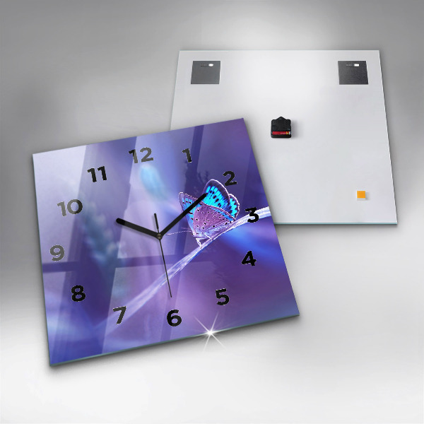 Square wall clock Butterfly on the grass