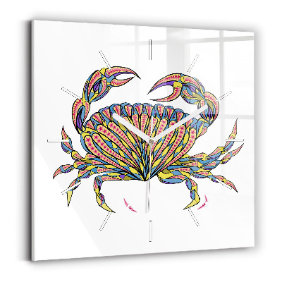 Square wall clock Ethnic crab