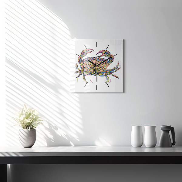Square wall clock Ethnic crab