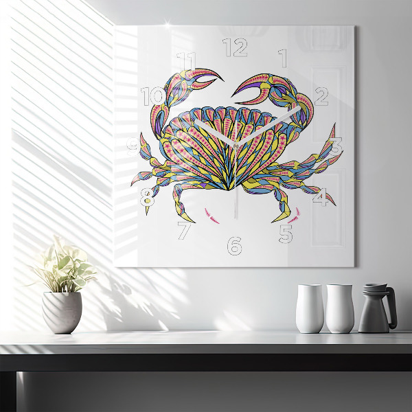Square wall clock Ethnic crab