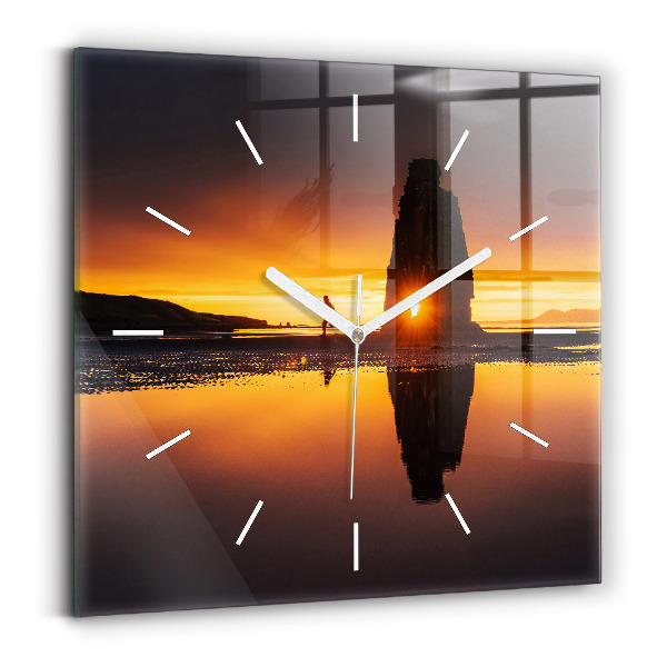 Square wall clock Runner and sunset