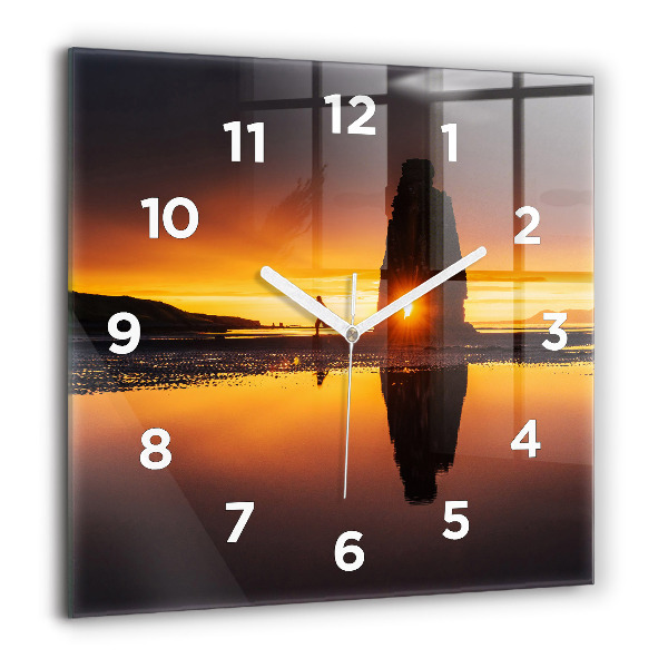 Square wall clock Runner and sunset