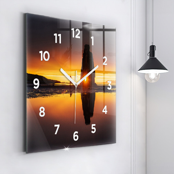 Square wall clock Runner and sunset