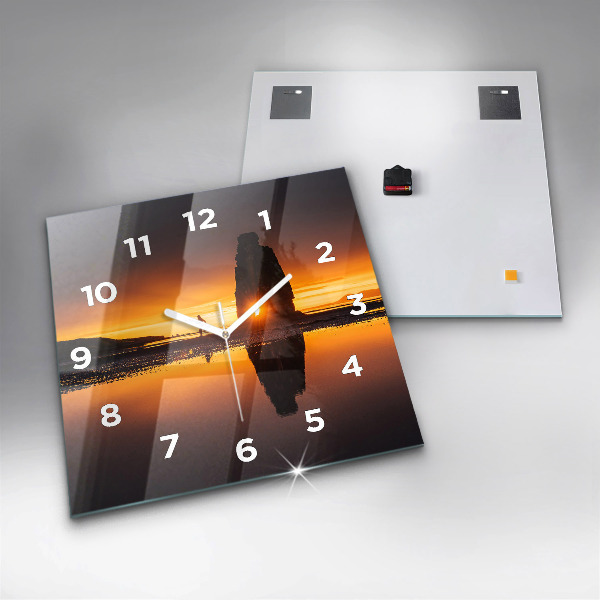 Square wall clock Runner and sunset