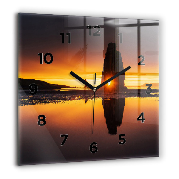 Square wall clock Runner and sunset
