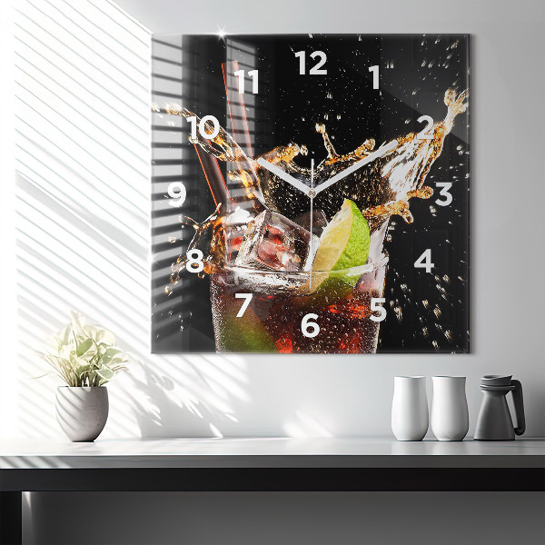 Square wall clock Drink with ice