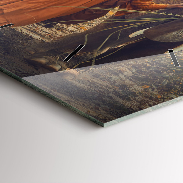 Square wall clock Monk leading elephants