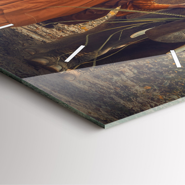 Square wall clock Monk leading elephants