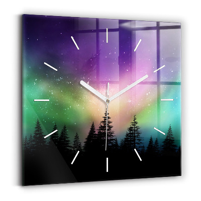 Square wall clock Northern lights