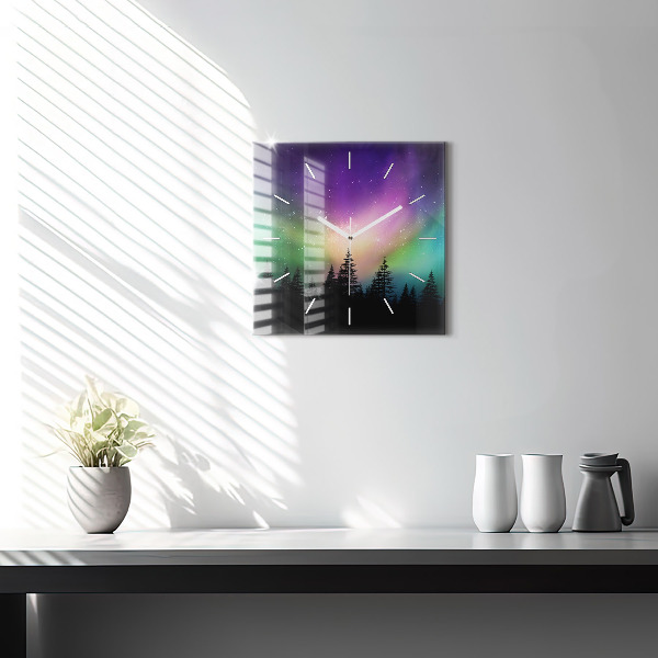 Square wall clock Northern lights