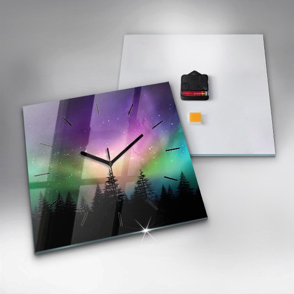 Square wall clock Northern lights