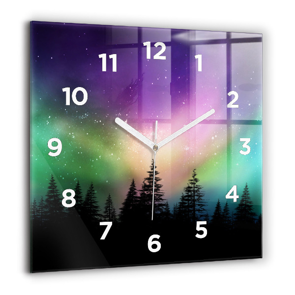 Square wall clock Northern lights