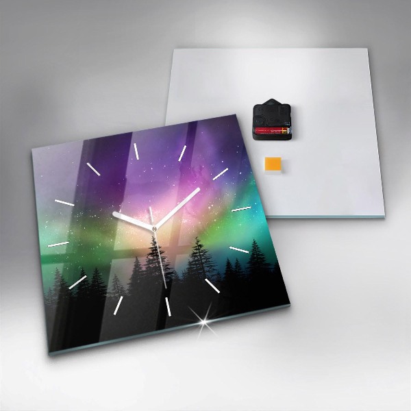 Square wall clock Northern lights