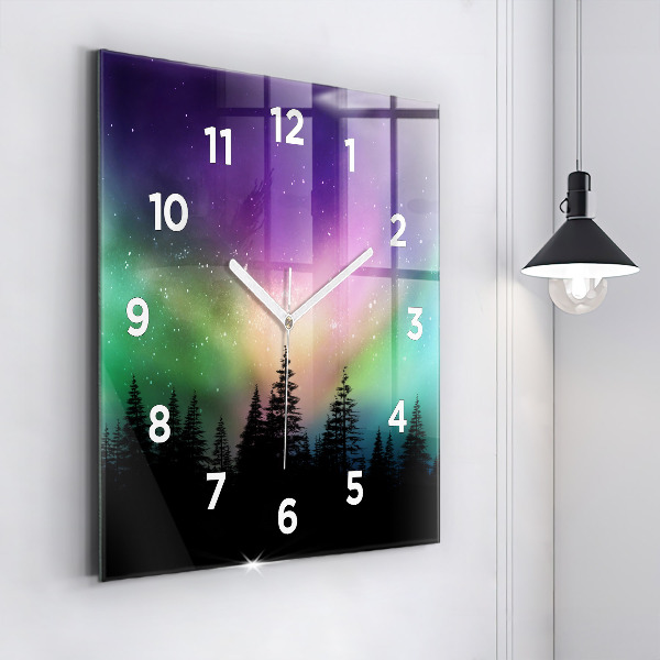 Square wall clock Northern lights