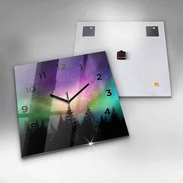 Square wall clock Northern lights