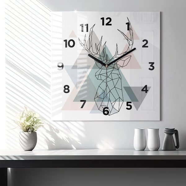 Square wall clock Reindeer Scandinavian style