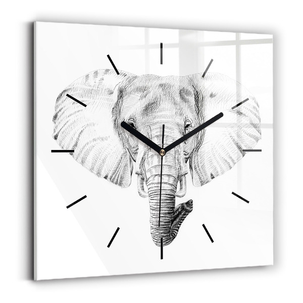 Square wall clock Graphic elephant head