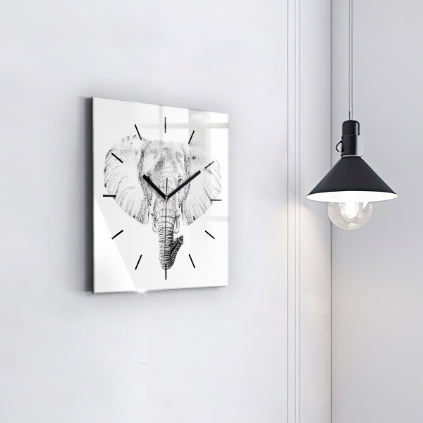 Square wall clock Graphic elephant head