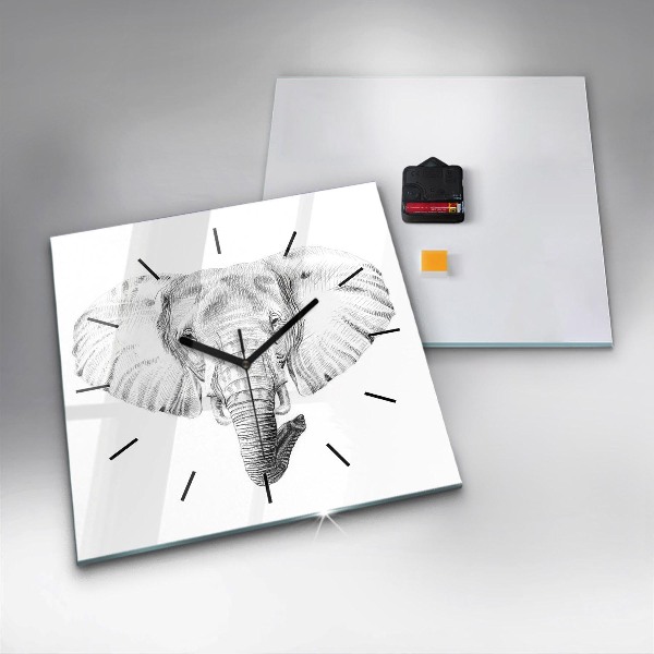 Square wall clock Graphic elephant head